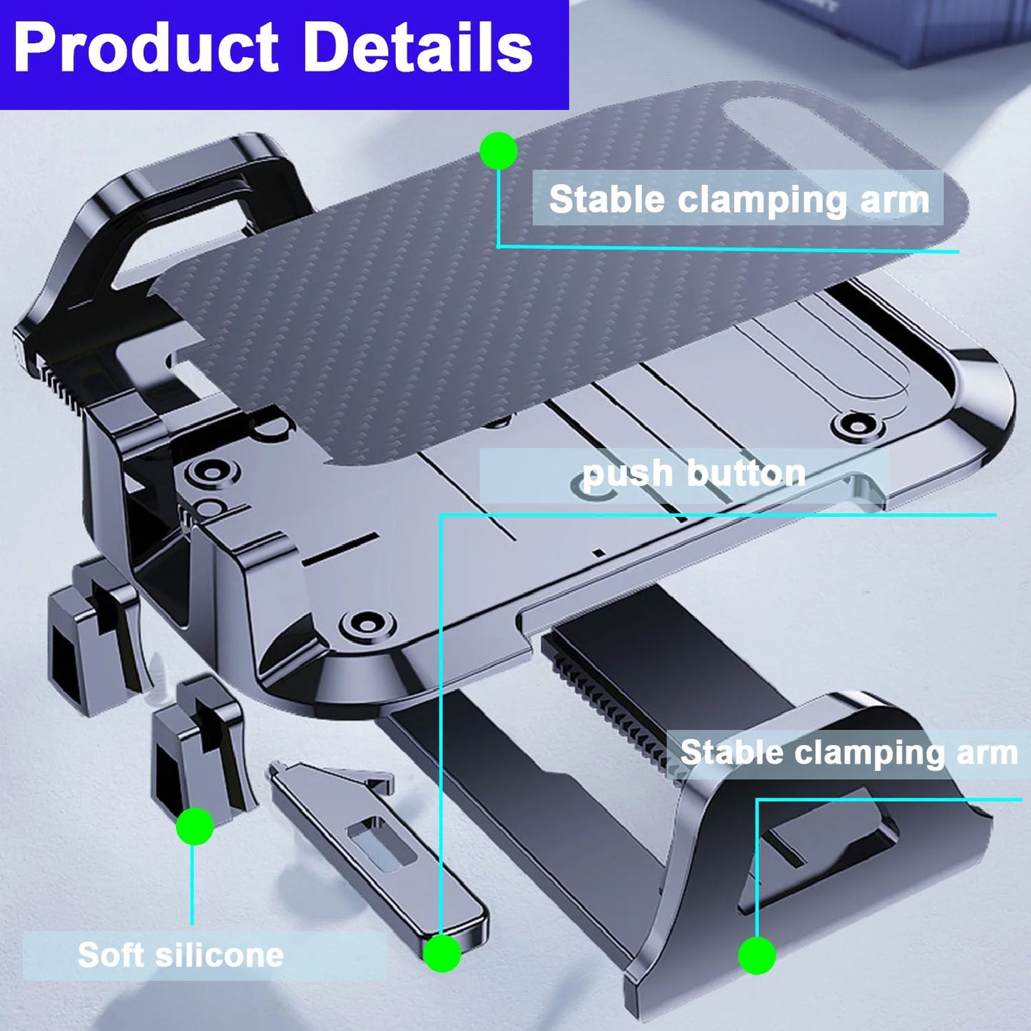Universal Car Phone Mount with Air Vent Clip and Long Arm Holder for All Smartphones