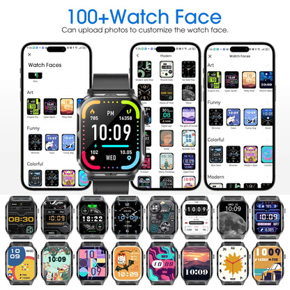 H5 Bluetooth Smart Watch with IP68 Waterproof Fitness Tracker for Men and Women - Black