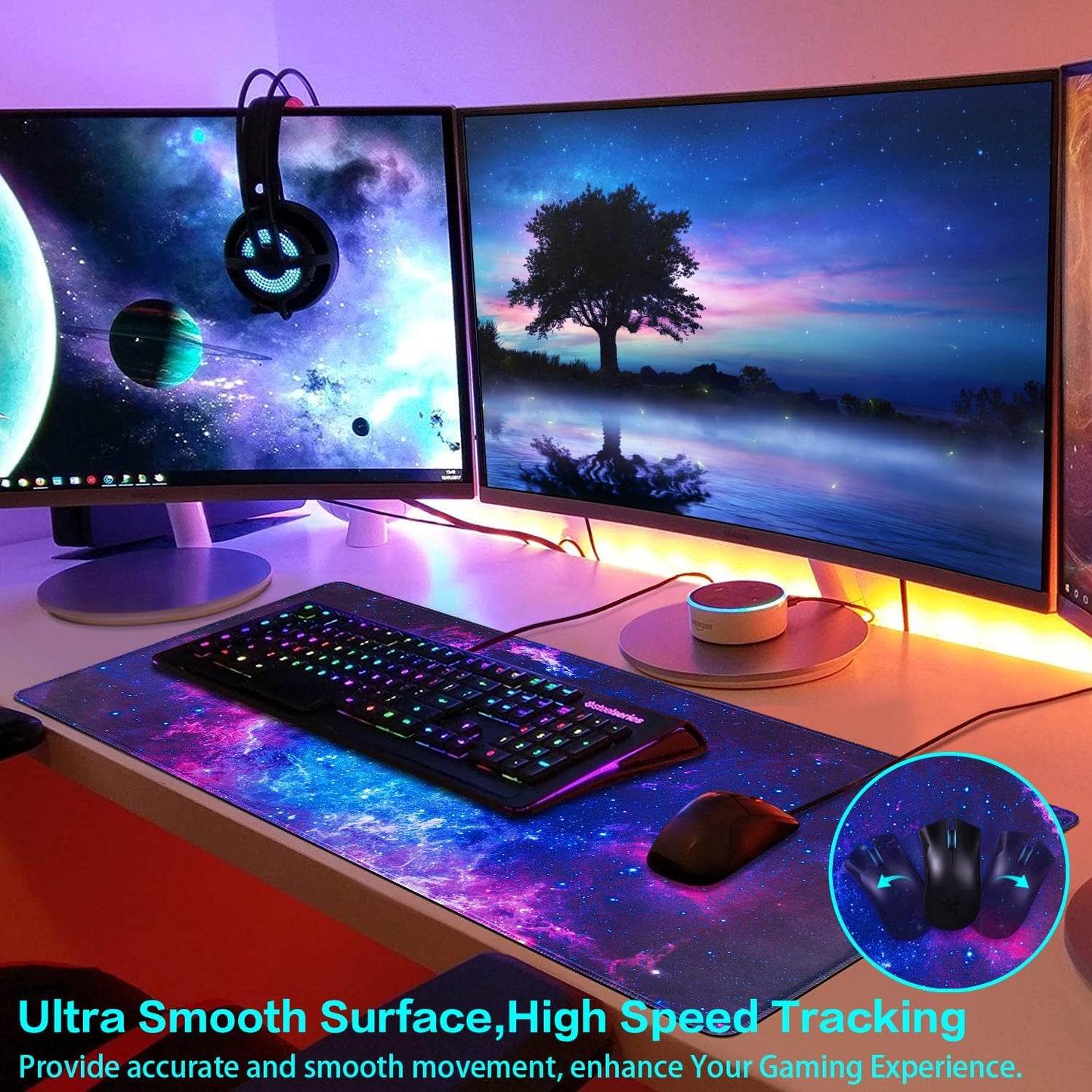 Large Gaming Mouse Pad, 31.5 x 15.7 Inches, Desk and Keyboard Mat