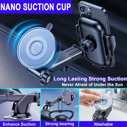 Universal Car Phone Mount with Air Vent Clip and Long Arm Holder for All Smartphones