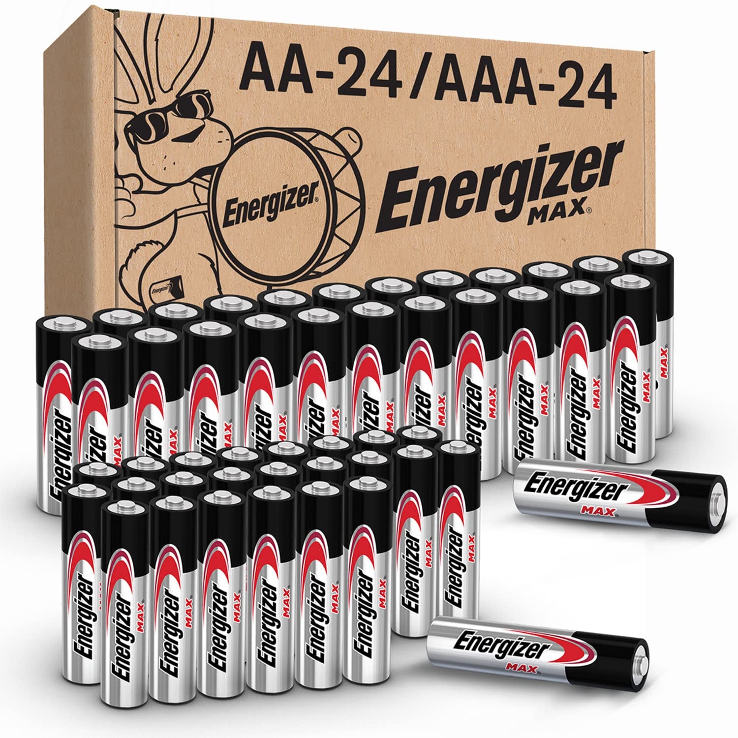 AA and AAA Batteries, 48 Count, Combo Pack Contains 24 Max Double a and 24 Max Triple a Batteries