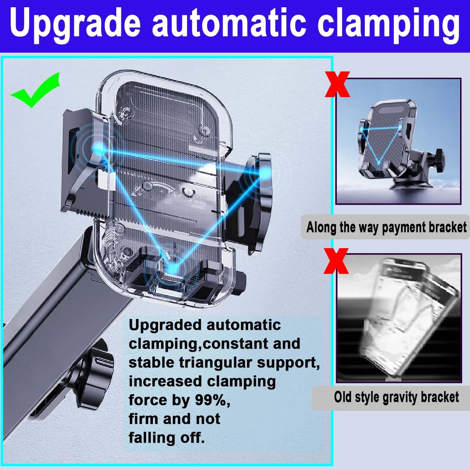 Universal Car Phone Mount with Air Vent Clip and Long Arm Holder for All Smartphones