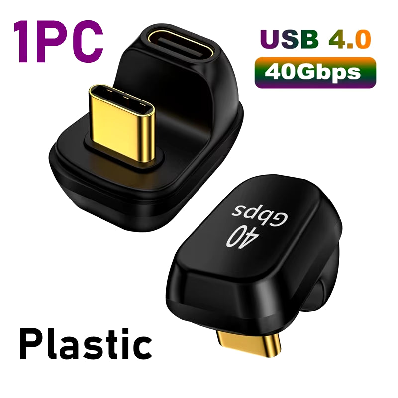 USB 4.0 PD 100W 8K 60Hz Charger Connector for MacBook - 40Gbps High-Speed USB-C OTG U-Shape Straight Angle Male to Female Adapter