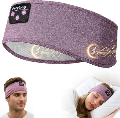 Wireless Sleep Headphones - Bluetooth Sports Headband with Ultra-Thin HD Stereo Speakers for Sleep, Workouts, Jogging, Yoga, Insomnia, Air Travel, and Meditation (Purple)