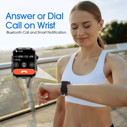 H5 Bluetooth Smart Watch with IP68 Waterproof Fitness Tracker for Men and Women - Black