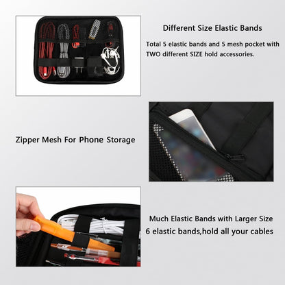 Electronics Organizer Travel Case, Cable Organizer Bag, Black