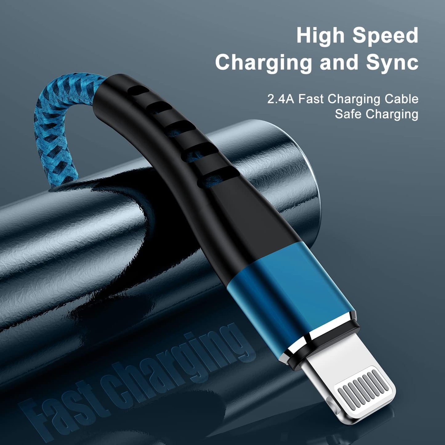 2-Pack 3FT Nylon Braided USB to Lightning Cable for iPhone 14