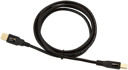USB 2.0 A to B Cable for Printers and External Hard Drives, 6 Feet, 480 Mbps Transfer Speed, Gold-Plated Connectors, Black