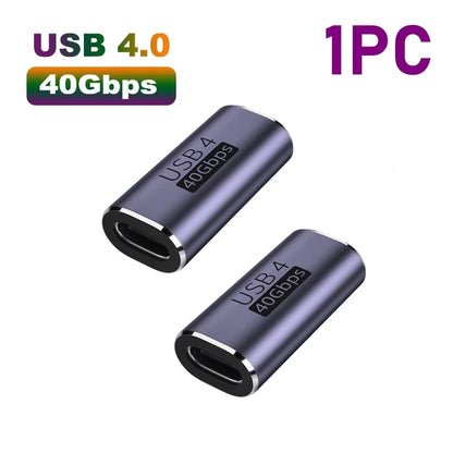 USB 4.0 PD 100W 8K 60Hz Charger Connector for MacBook - 40Gbps High-Speed USB-C OTG U-Shape Straight Angle Male to Female Adapter