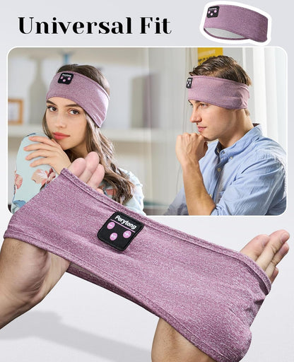 Wireless Sleep Headphones - Bluetooth Sports Headband with Ultra-Thin HD Stereo Speakers for Sleep, Workouts, Jogging, Yoga, Insomnia, Air Travel, and Meditation (Purple)