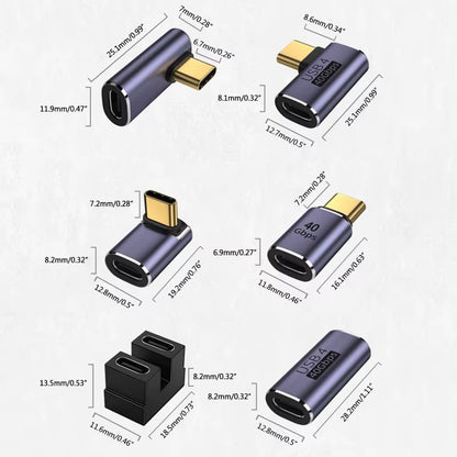 USB 4.0 PD 100W 8K 60Hz Charger Connector for MacBook - 40Gbps High-Speed USB-C OTG U-Shape Straight Angle Male to Female Adapter