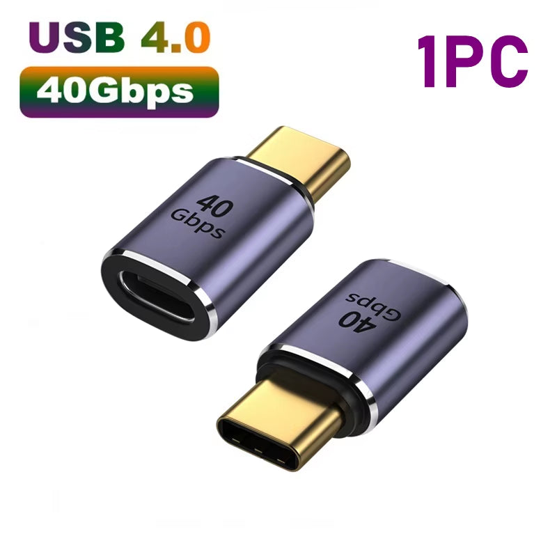 USB 4.0 PD 100W 8K 60Hz Charger Connector for MacBook - 40Gbps High-Speed USB-C OTG U-Shape Straight Angle Male to Female Adapter