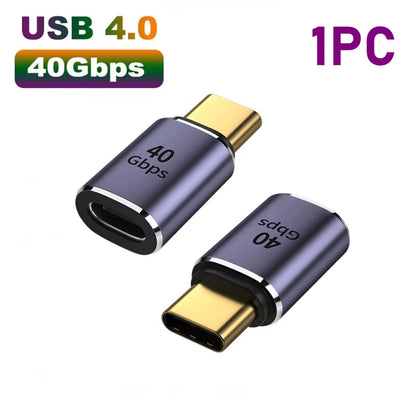 USB 4.0 PD 100W 8K 60Hz Charger Connector for MacBook - 40Gbps High-Speed USB-C OTG U-Shape Straight Angle Male to Female Adapter