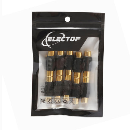 10-Pack Gold-Plated RCA Female to Female Couplers for Audio and Video Connectivity
