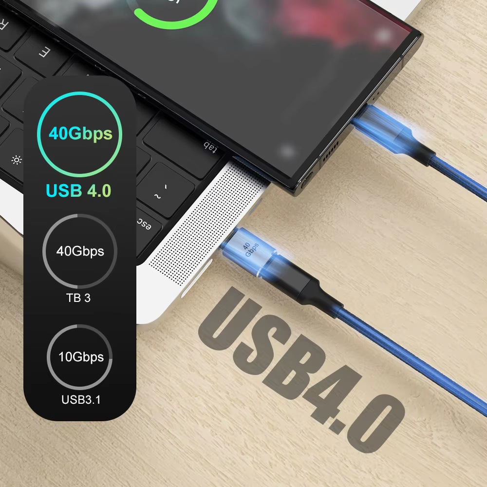 USB 4.0 PD 100W 8K 60Hz Charger Connector for MacBook - 40Gbps High-Speed USB-C OTG U-Shape Straight Angle Male to Female Adapter