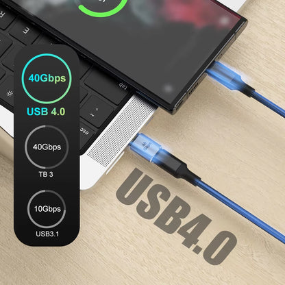 USB 4.0 PD 100W 8K 60Hz Charger Connector for MacBook - 40Gbps High-Speed USB-C OTG U-Shape Straight Angle Male to Female Adapter